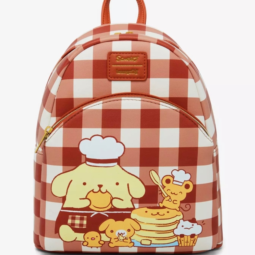 NWT Sanrio Pompompurin Gingham Mini Backpack